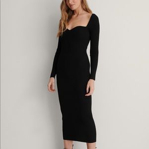 Ribbed Sweetheart Neck Dress